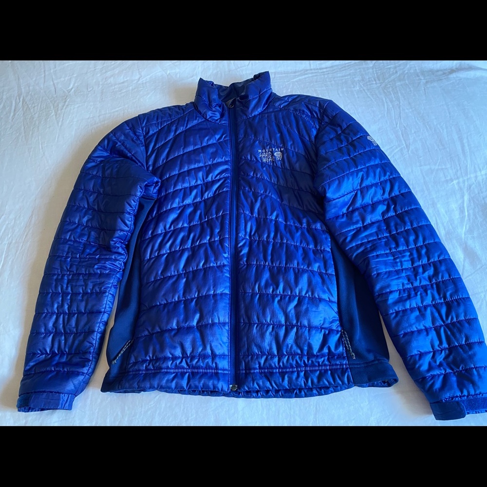 Mountain Hardwear, blue, outdoor down jacket.